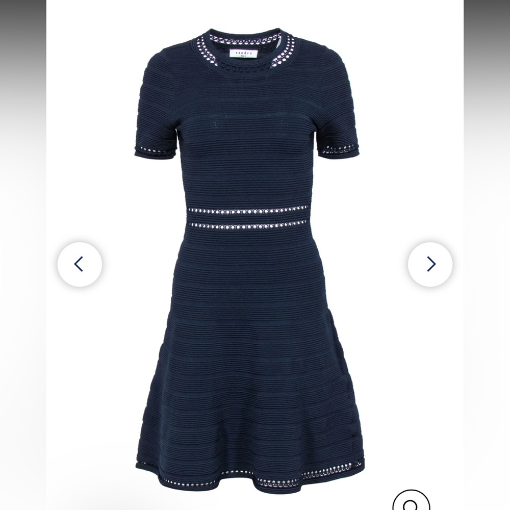 Sandro - blue A-line textured knit mini dress - XS